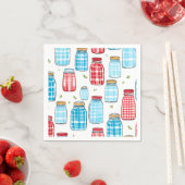 Rotes und blaues Gingham-Mason-Glas-Muster Serviette (Beispiel)
