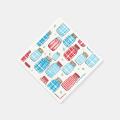 Rotes und blaues Gingham-Mason-Glas-Muster Serviette (Ecke)