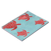 Rotes und blaues Grün-Meeresschildkröte Notizblock (Linke Seite)