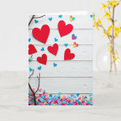 Rotes und blaues Herz-Muster Karte (Gelbe Blume)