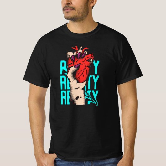 Rotes und Blaues Herz T-Shirt (Vorderseite)
