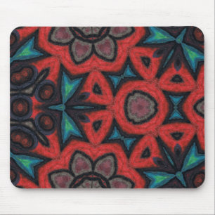 Rotes und blaues Kaleidoskop-Mandala-Blumenmuster Mousepad