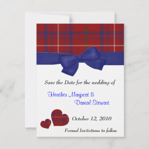 Rotes und Blaues Karo Save-the-Date-Ankündigung Einladung