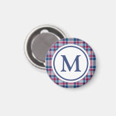 Rotes und blaues klassisches Karomuster mit Monogr Magnet (Vorderseite/Rückseite)