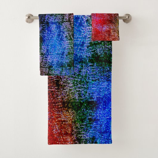 Rotes und blaues Material mit Ölfarbe Badhandtuch Set (Insitu)