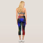 Rotes und blaues Material mit Ölfarbe Capri Leggings (Rückseite)
