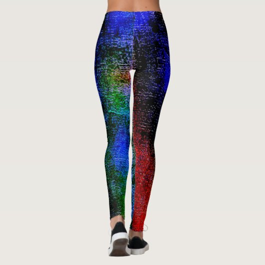 Rotes und blaues Material mit Ölfarbe Leggings (Rückseite)