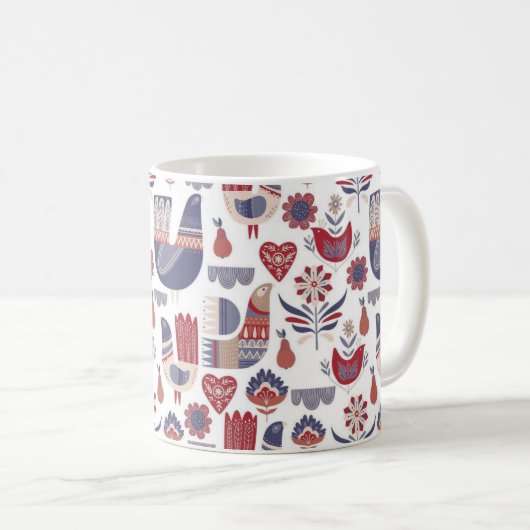 Rotes und blaues Muster der skandinavischen Kaffeetasse (VorderseiteRechts)