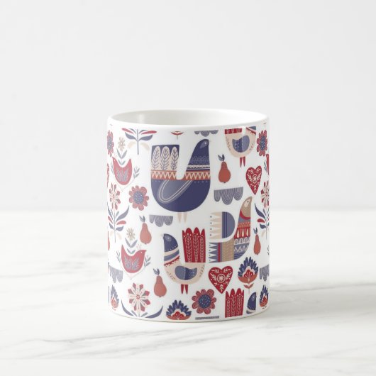 Rotes und blaues Muster der skandinavischen Kaffeetasse (Mittel)