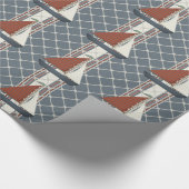 Rotes und blaues Segelboot-Geschenkpapier Geschenkpapier (Ecke)