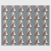 Rotes und blaues Segelboot-Geschenkpapier Geschenkpapier (Flach)