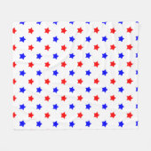 Rotes und blaues Sternenmuster auf weißem Hintergr Fleecedecke (Vorderseite (Horizontal))