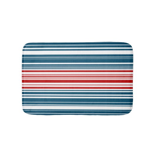 Rotes und blaues Streifenmuster Badematte (Vorderseite)