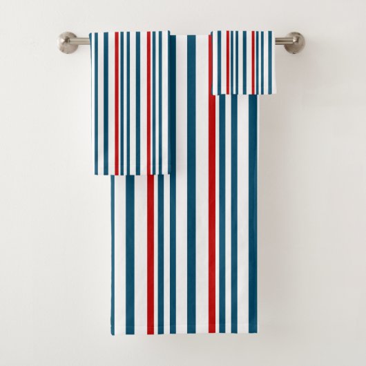Rotes und blaues Streifenmuster Badhandtuch Set (Insitu)