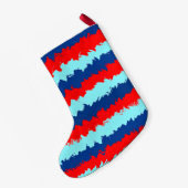 Rotes und blaues Streifenmuster Kleiner Weihnachtsstrumpf (Rückseite (Hängend))