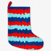 Rotes und blaues Streifenmuster Kleiner Weihnachtsstrumpf (Vorderseite)