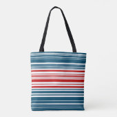 Rotes und blaues Streifenmuster Tasche (Rückseite)