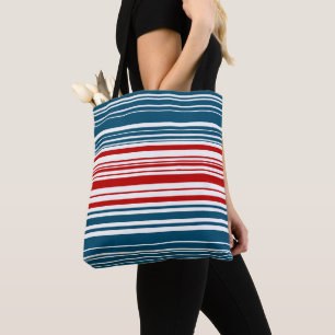 Rotes und blaues Streifenmuster Tasche