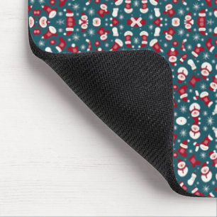 Rotes und blaues Weihnachtsmuster Mousepad