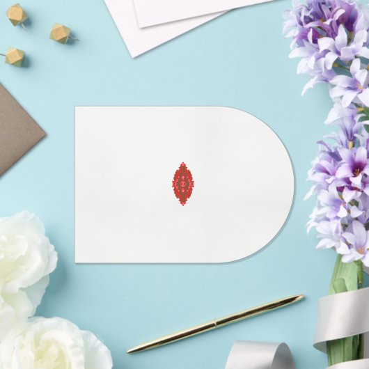 rotes und braunes Design auf weißem Hintergrund Acryleinladungen (Insitu (Hochzeit))