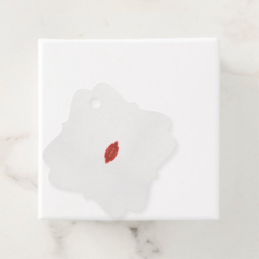 rotes und braunes Design auf weißem Hintergrund Geschenkanhänger (Beispiel)