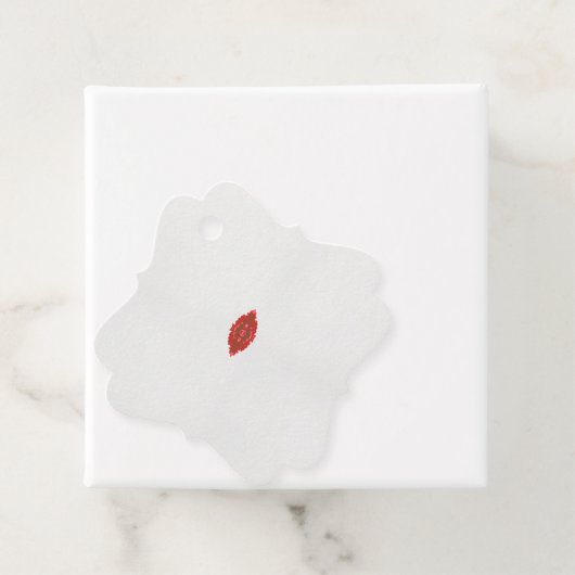 rotes und braunes Design auf weißem Hintergrund Geschenkanhänger (Beispiel)