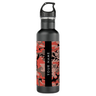 Rotes und braunes Tarnmuster Namen personalisieren Edelstahlflasche