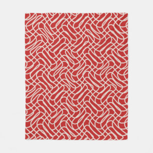 Rotes und cremefarbenes abstraktes Linienmuster Fleecedecke