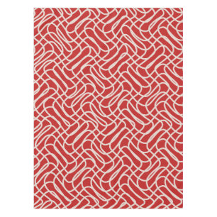 Rotes und cremefarbenes abstraktes Linienmuster Tischdecke