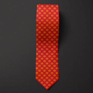 Rotes und gelbes Atom-Muster Krawatte