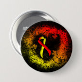 Rotes und gelbes Bewusstsein - Grunge Herz Button (Vorne & Hinten)