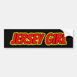 Rotes und gelbes Comic Jersey Girl Autoaufkleber