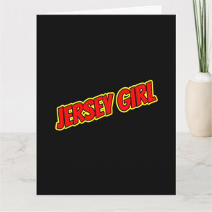 Rotes und gelbes Comic Jersey Girl Karte
