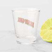 Rotes und gelbes Comic Jersey Girl Schnapsglas (Rückseite)