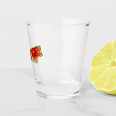 Rotes und gelbes Comic Jersey Girl Schnapsglas (Rechts)