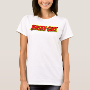 Rotes und gelbes Comic Jersey Girl T-Shirt