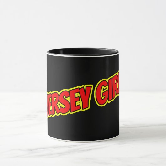 Rotes und gelbes Comic Jersey Girl Tasse (Zentrum)