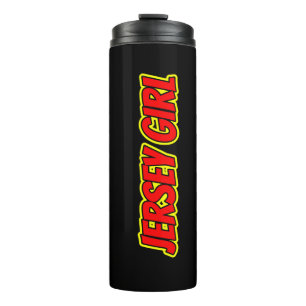 Rotes und gelbes Comic Jersey Girl Thermosbecher