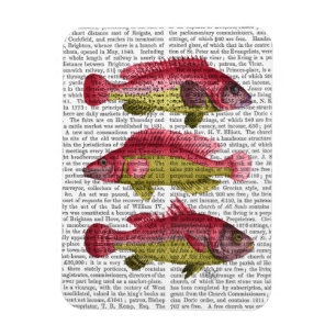Rotes und gelbes Fantasie-Fisch-Trio Magnet