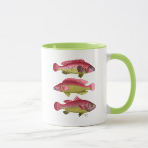 Rotes und gelbes Fantasie-Fisch-Trio Tasse