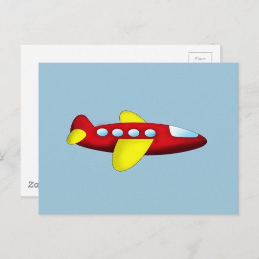 Rotes und Gelbes Flugzeug Postkarte (Vorne/Hinten)