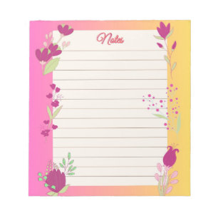 Rotes und gelbes Hintergrundbild mit roten Tulpen  Notizblock