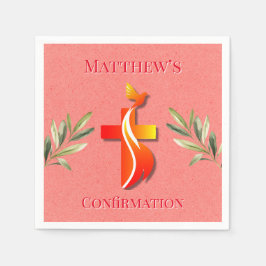 Rotes und Gelbes Kreuz und eine Taubenbestätigung Serviette