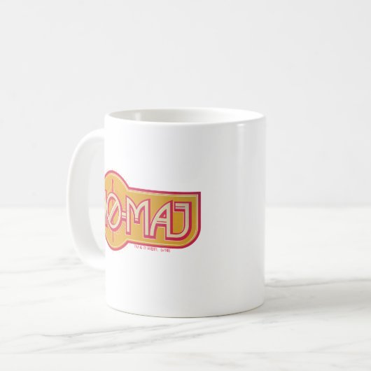 Rotes und gelbes NO-MAJ™-Abzeichen Kaffeetasse (Vorderseite Links)
