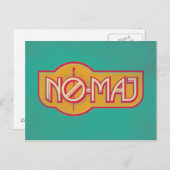 Rotes und gelbes NO-MAJ™-Abzeichen Postkarte (Vorne/Hinten)