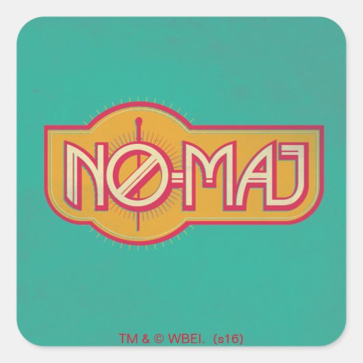 Rotes und gelbes NO-MAJ™-Abzeichen Quadratischer Aufkleber (Vorderseite)
