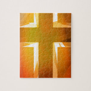 Rotes und gelbes religiöses Kreuz Puzzle