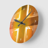 Rotes und gelbes religiöses Kreuz Runde Wanduhr (Winkel)