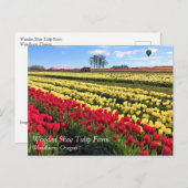 Rotes und gelbes Tulip-Feld mit Heißluftballon Postkarte (Vorne/Hinten)