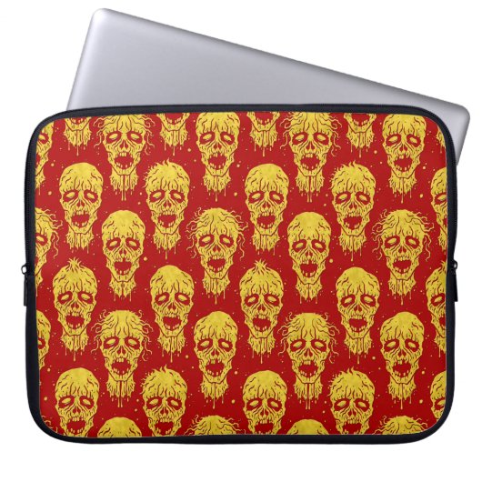 Rotes und gelbes Zombie-Apokalypse-Muster Laptopschutzhülle (Vorderseite)
